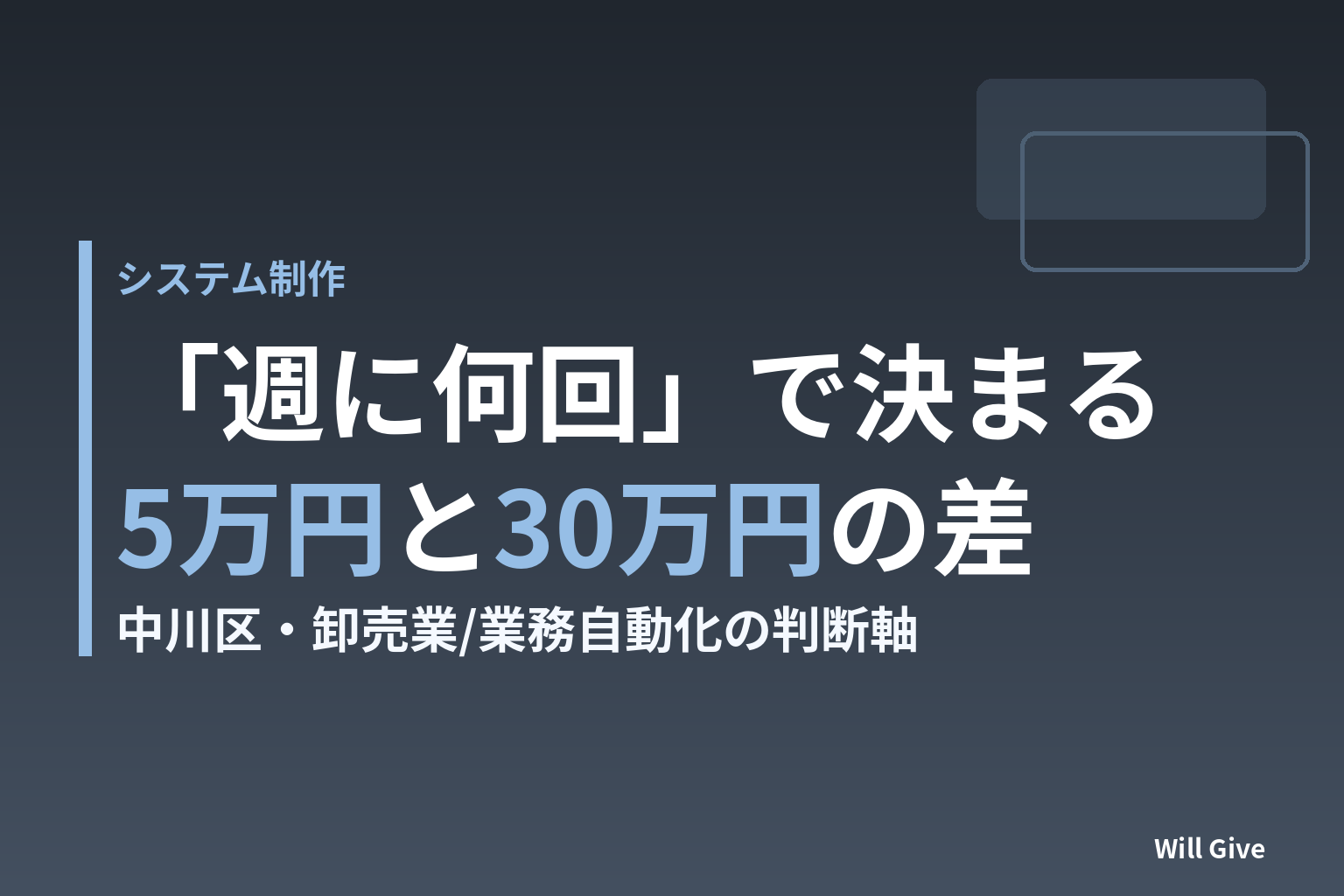定型業務の自動化、5万円と30万円を分けた「週に何回」という質問